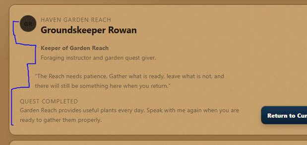 Figure 8. The character information, dialogue and quest status are quite close together.