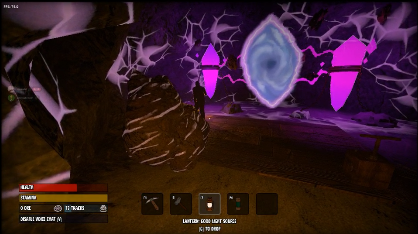 (Fig 1 - Inconsistent visual styles.The UI looks like its from Game A, the portal itself from Game B, the Quartz from Game C, and though it's hard to see the player here, the player from Game D)